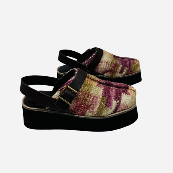 Free People Astro Platform Mules in Red Plaid Size 9.5 NWT - Picture 9 of 13